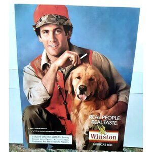 1982 Winston Cigarettes Man and his Dog Original Print Ad vintage 80s